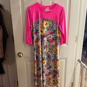 Bright Pink & Floral Women’s Midi Dress